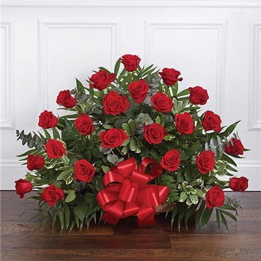 Thoughts And Prayers&trade; Fireside Basket - Red Roses